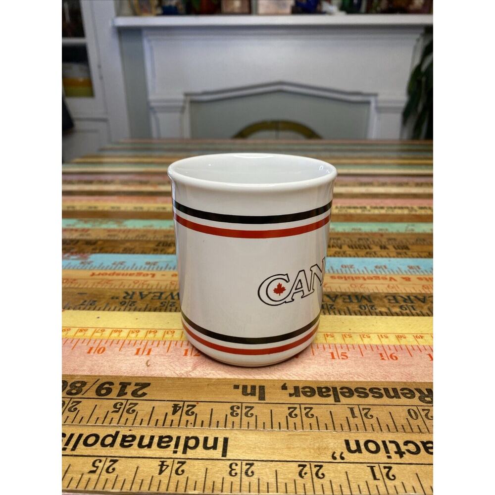 Vintage Canada Maple‎ Leaf Stripe Coffee Mug Cup White Made In England - Picture 5 of 9